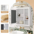 CASAINC 35 x 27.5 Espejo para baño con 6 estantes abiertos, gabinete de medicinas montado en la pared (sin tocador)