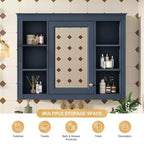 CASAINC 35 x 27.5 Espejo para baño con 6 estantes abiertos, gabinete de medicinas montado en la pared (sin tocador)