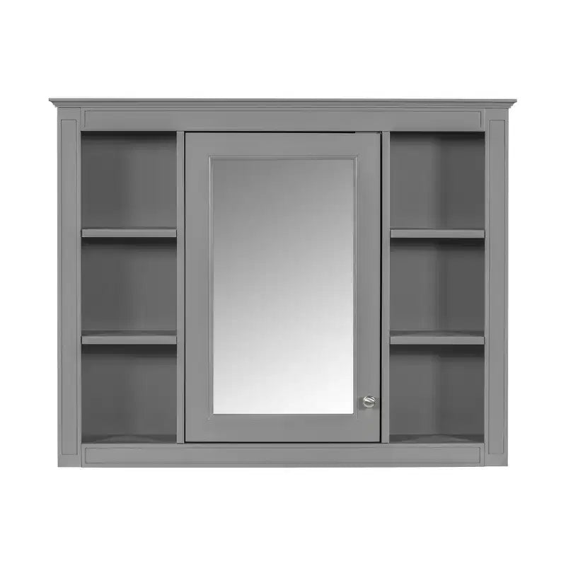 CASAINC 35 x 27.5 Espejo para baño con 6 estantes abiertos, gabinete de medicinas montado en la pared (sin tocador)