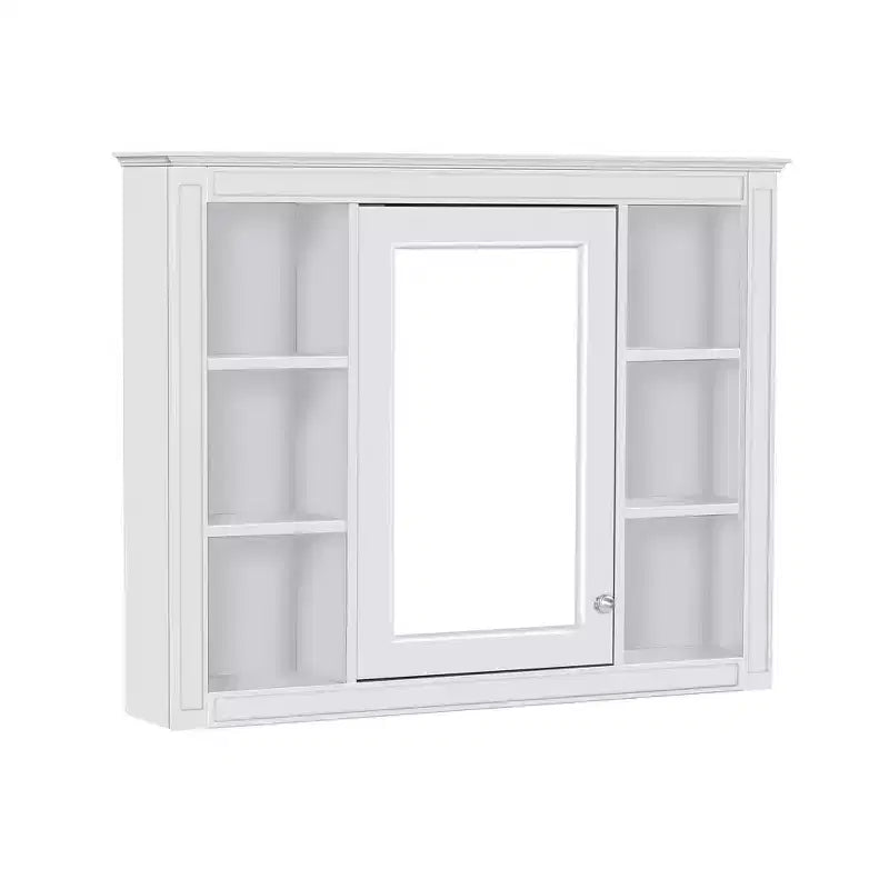 CASAINC 35 x 27.5 Espejo para baño con 6 estantes abiertos, gabinete de medicinas montado en la pared (sin tocador)