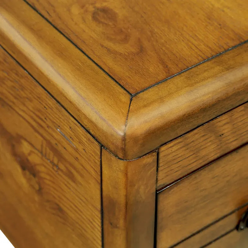 Mesa Auxiliar de Madera Maciza con Cajón, Mesa Auxiliar Estrecha de 23.6 pulgadas para Espacios Pequeños