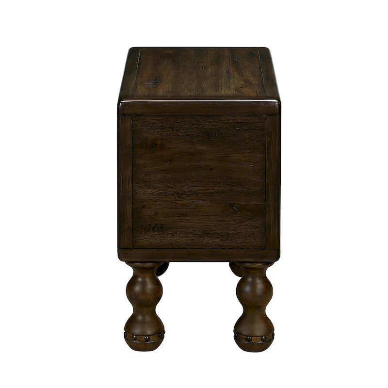 Mesa Auxiliar de Madera Maciza con Cajón, Mesa Auxiliar Estrecha de 23.6 pulgadas para Espacios Pequeños