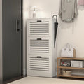 Zapatero de 3 niveles con puerta abatible y estantes ajustables, blanco