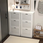 Zapatero de 3 niveles con puerta abatible y estantes ajustables, blanco