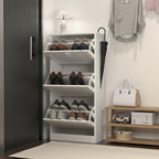 Zapatero de 3 niveles con puerta abatible y estantes ajustables, blanco