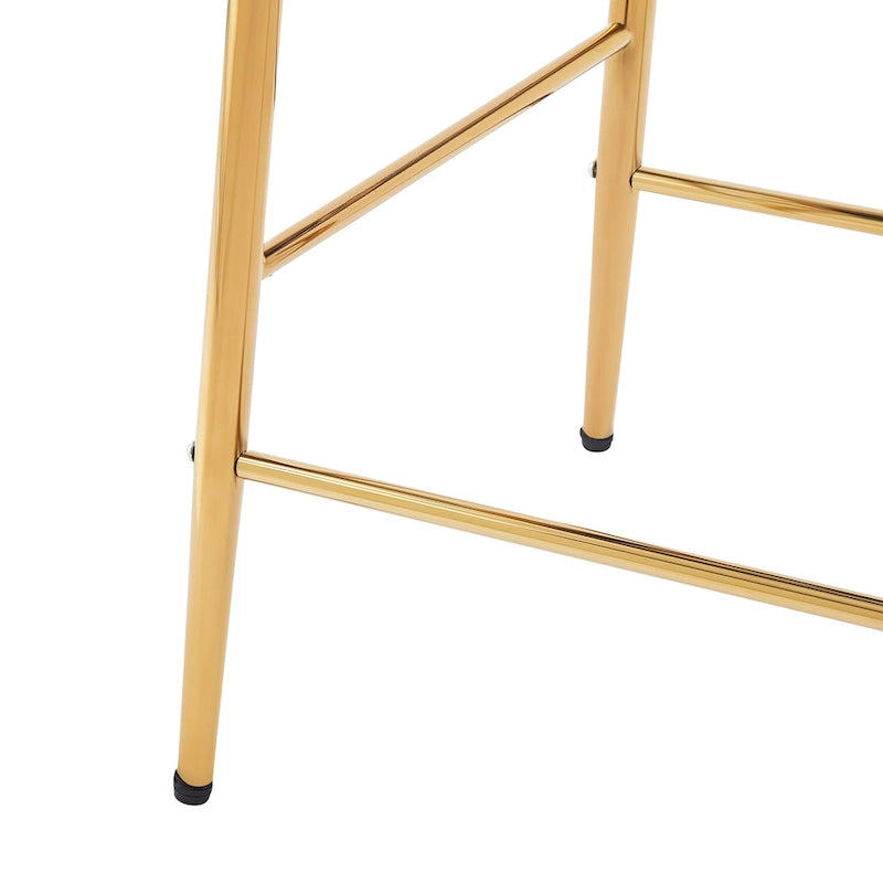 Juego de 2 taburetes de bar con asiento acolchado de terciopelo y patas de metal