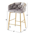 Juego de 2 taburetes de bar con asiento acolchado de terciopelo y patas de metal