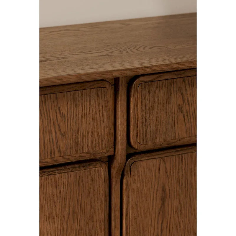 Aparador con cajones, marrón cálido - 78.5"An x 19.76"Prof x 32"Al