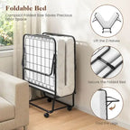 Cama Plegable con Ruedas y Colchón de Espuma Viscoelástica con Gel de 10 cm, Tamaño Cuna 74 x 31, Capacidad 220 kg
