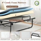 Cama Plegable con Ruedas y Colchón de Espuma Viscoelástica con Gel de 10 cm, Tamaño Cuna 74 x 31, Capacidad 220 kg