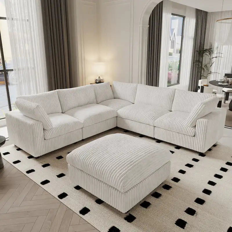 Sofá Seccional Modular de 6 Piezas con Chaise y Otomana