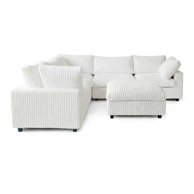 Sofá Seccional Modular de 6 Piezas con Chaise y Otomana