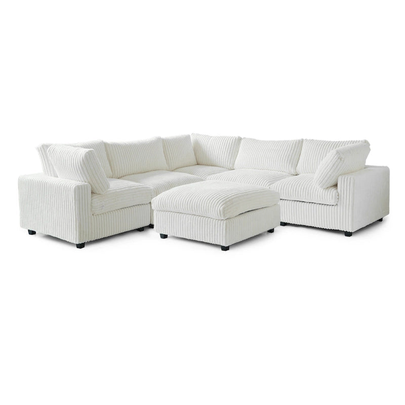 Sofá Seccional Modular de 6 Piezas con Chaise y Otomana