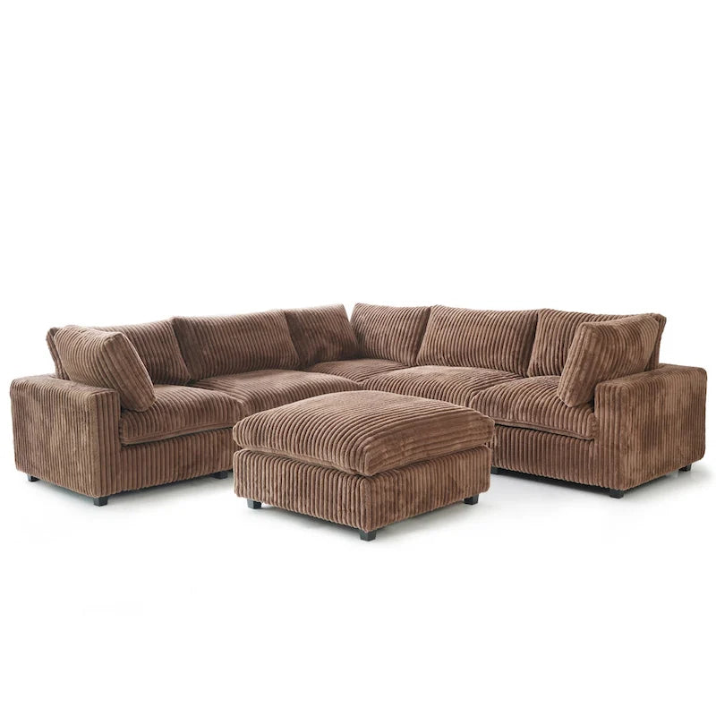Sofá Seccional Modular de 6 Piezas con Chaise y Otomana