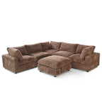 Sofá Seccional Modular de 6 Piezas con Chaise y Otomana