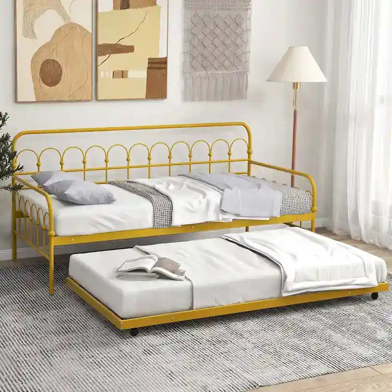 Sofá cama de metal tamaño individual con cama nido