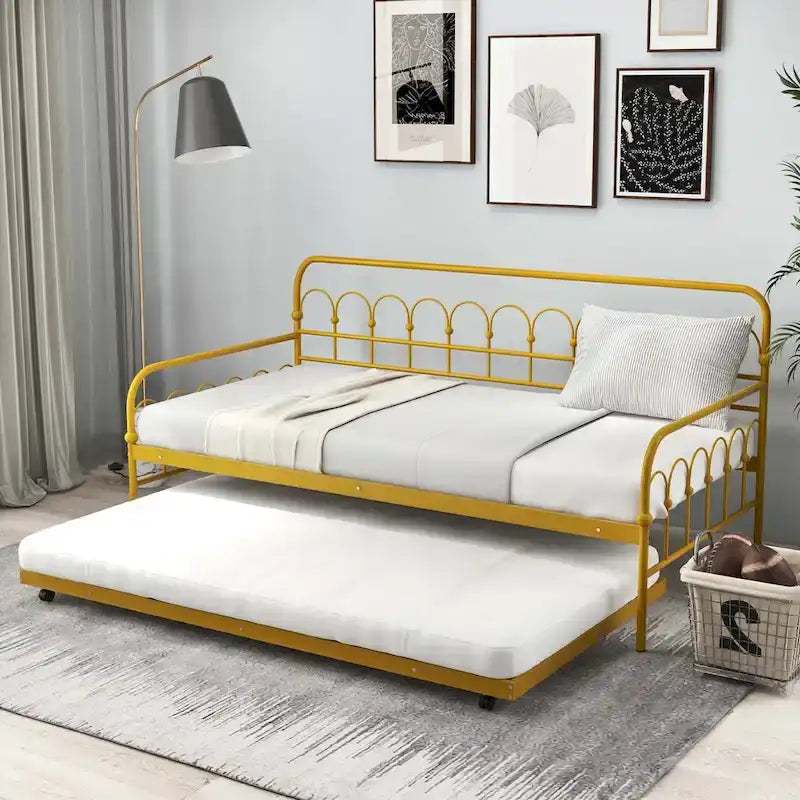 Sofá cama de metal tamaño individual con cama nido