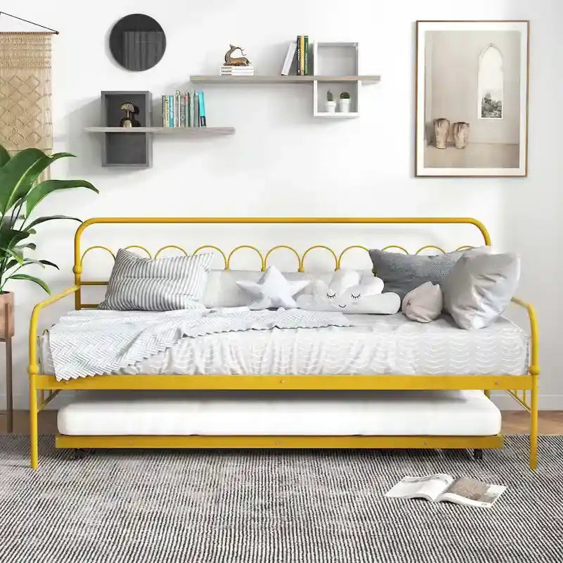 Sofá cama de metal tamaño individual con cama nido