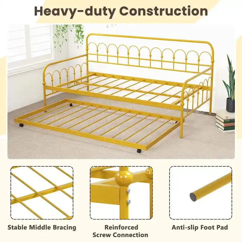 Sofá cama de metal tamaño individual con cama nido