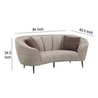 Sofá biplaza curvado de 84 pulgadas en beige con 2 cojines decorativos