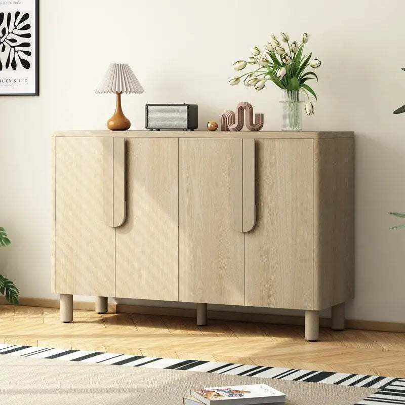 Mueble bufet de 4 puertas con estantes ajustables y tiradores en forma de arco