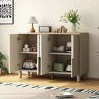 Mueble bufet de 4 puertas con estantes ajustables y tiradores en forma de arco