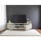 Mueble de TV moderno con armario de 2 puertas y 4 estantes abiertos