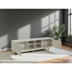 Mueble de TV moderno con armario de 2 puertas y 4 estantes abiertos