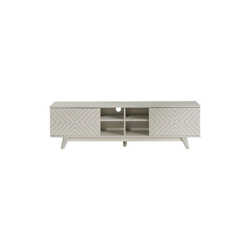 Mueble de TV moderno con armario de 2 puertas y 4 estantes abiertos