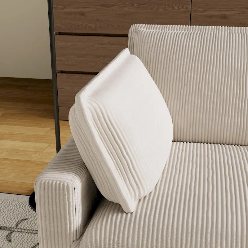 103 Sofá de 4 plazas Corduroy Modern Classic con asiento profundo y 4 cojines