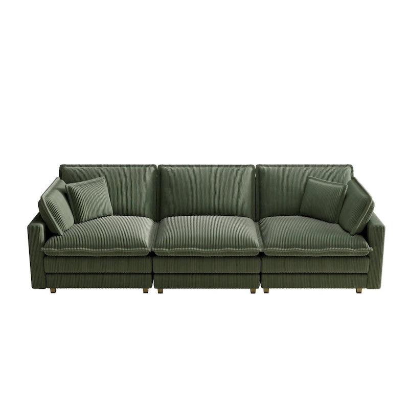 103 Sofá de 4 plazas Corduroy Modern Classic con asiento profundo y 4 cojines