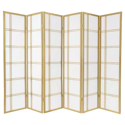 Mampara Shoji de doble cruz de 6 paneles y 1,83 m de altura - Oriental Furniture