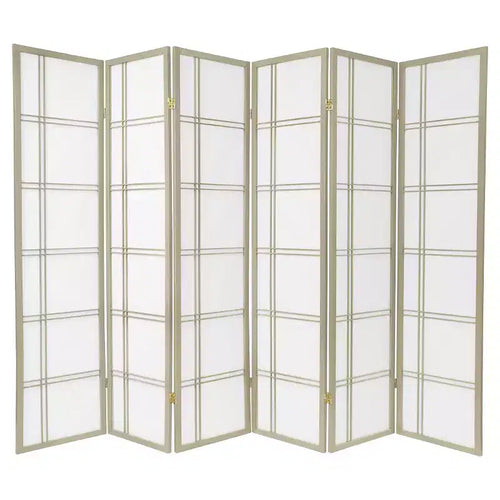 6 ft. Tall Double Cross Shoji Screen 6 Panels - Oriental Furniture