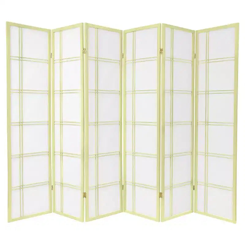 Mampara Shoji de doble cruz de 6 paneles y 1,83 m de altura - Oriental Furniture