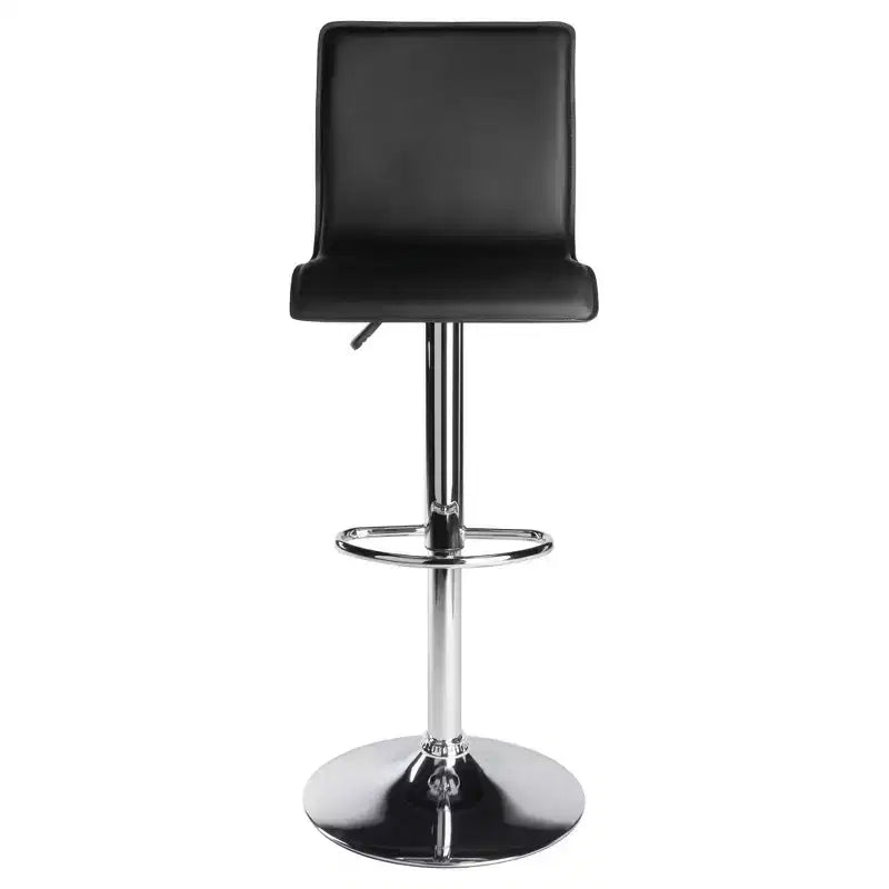 Taburete de bar Winsome Spectrum con respaldo alto en forma de L, elevación neumática, altura ajustable, color negro/metal: Piel sintética, giratorio, capacidad de 90 kg