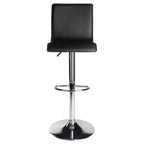 Taburete de bar Winsome Spectrum con respaldo alto en forma de L, elevación neumática, altura ajustable, color negro/metal: Piel sintética, giratorio, capacidad de 90 kg