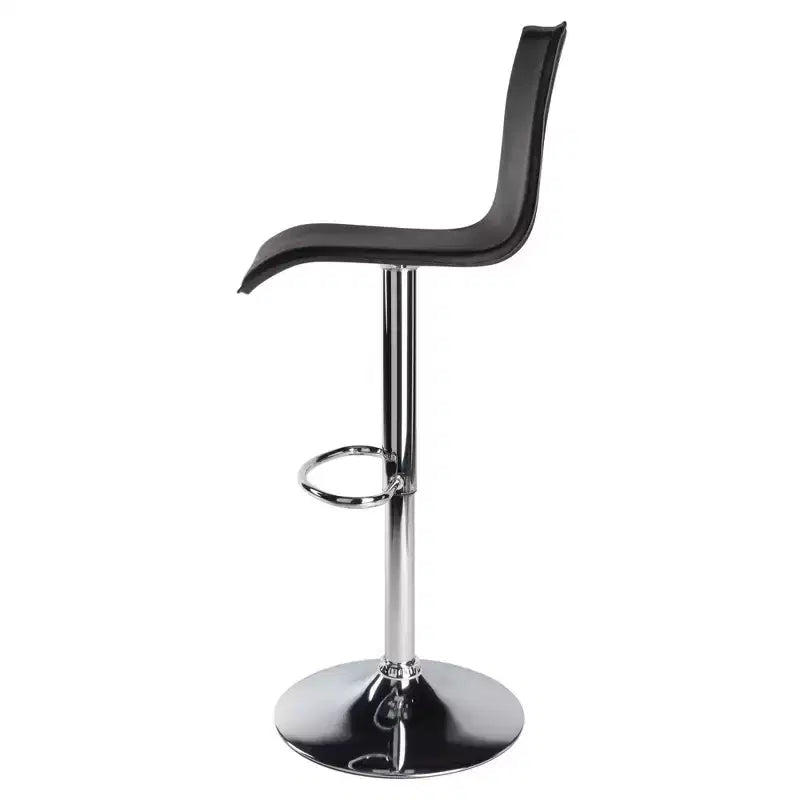 Taburete de bar Winsome Spectrum con respaldo alto en forma de L, elevación neumática, altura ajustable, color negro/metal: Piel sintética, giratorio, capacidad de 90 kg