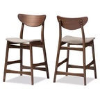Banco de bar de altura de mostrador Baxton Studio de 24 pulgadas, estilo escandinavo moderno retro de mediados de siglo, tapizado en tela, con acabado de madera - Gris claro