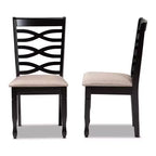 Juego de 2 sillas de comedor de madera tapizadas en tela Lanier color arena/marrón oscuro - Baxton Studio