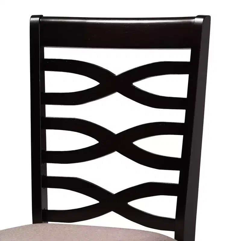 Juego de 2 sillas de comedor de madera tapizadas en tela Lanier color arena/marrón oscuro - Baxton Studio