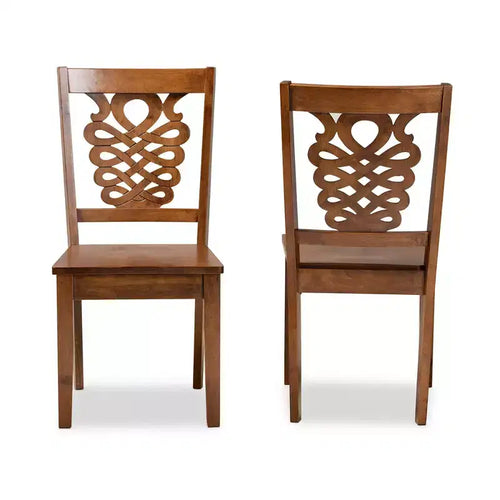 Juego de 2 sillas de comedor de madera Gervais en color marrón - Baxton Studio
