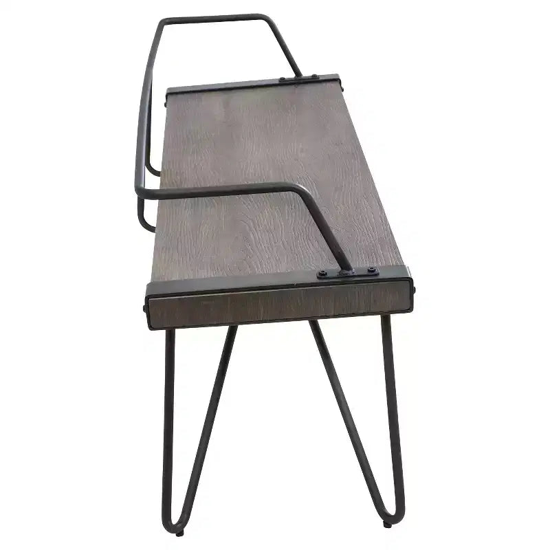LumiSource Stefani Banco Industrial Metal Antiguo: Rectangular, Estructura de metal, Capacidad 2 personas, Sin tapizar