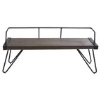 LumiSource Stefani Banco Industrial Metal Antiguo: Rectangular, Estructura de metal, Capacidad 2 personas, Sin tapizar