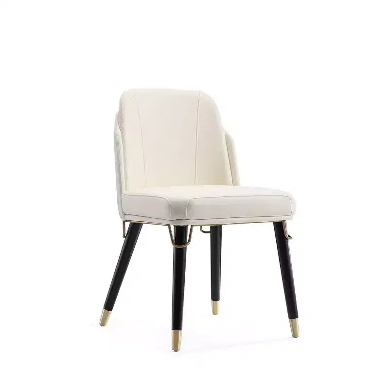 Estelle Faux Leather Dining Chair Cream - Manhattan Comfort: Upholstered, Wood Legs, No Assembly Required