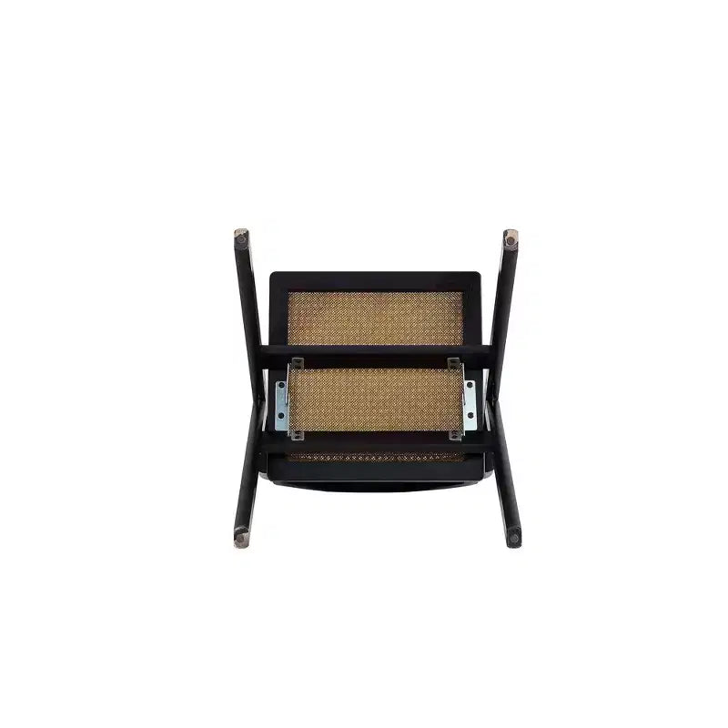 Juego de 4 sillas de comedor plegables de caña Lambinet negras/naturales - Manhattan Comfort: Estructura de fresno, no requiere montaje