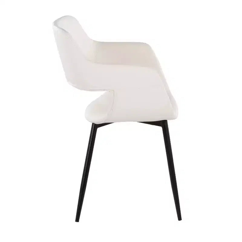 LumiSource Juego de 2 sillas de comedor Margarite, PU negro/metal blanco