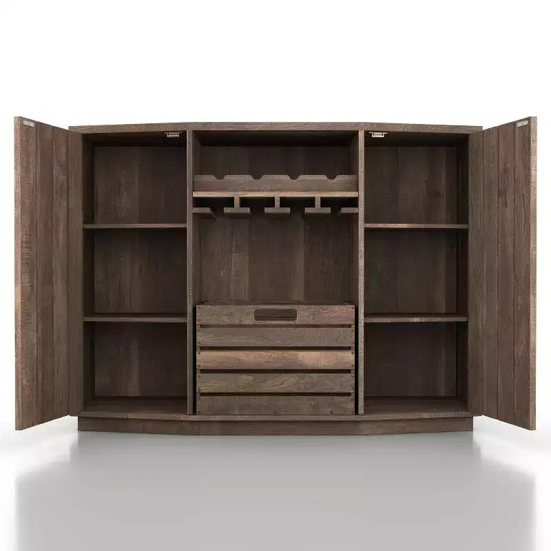 HOMES: Inside + Out Aparador de comedor inspirado en tablones de madera Candy con cajas extraíbles Roble recuperado: Almacenamiento de cocina, Estante para copas