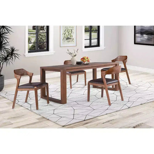 Juego de mesa de comedor extensible Rasmus de 5 piezas con sillas auxiliares, castaño - Boraam