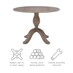 Torino Mesas de Comedor Tradicionales Marrón Rústico - Linon: Madera Maciza, Para 4 Personas, 42" de Diámetro