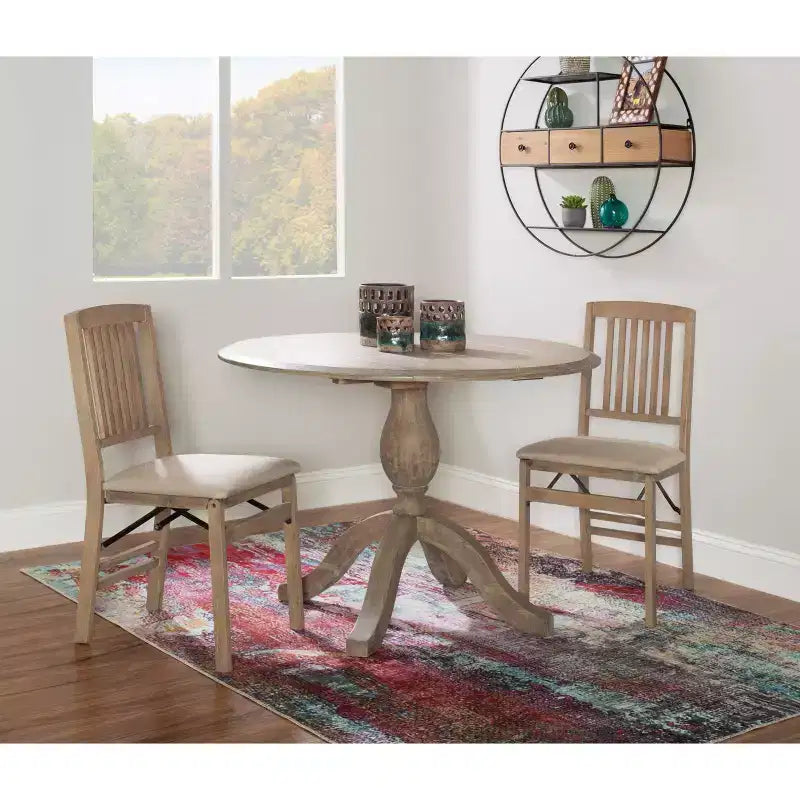 Torino Mesas de Comedor Tradicionales Marrón Rústico - Linon: Madera Maciza, Para 4 Personas, 42" de Diámetro